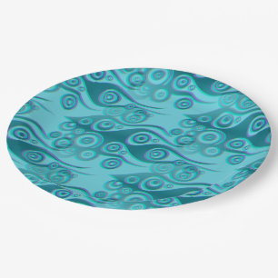 Tattoo flames & circles pattern + your backgr. paper plate