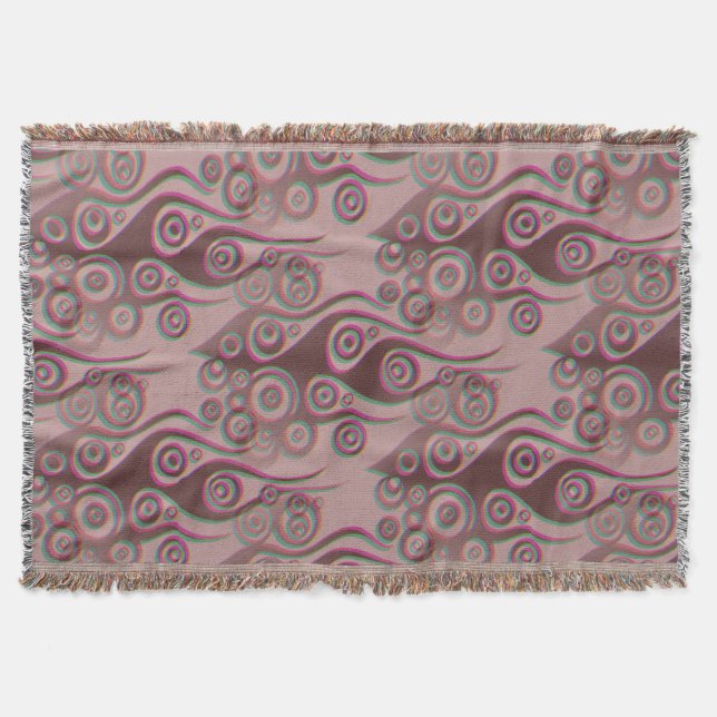Tattoo flames & circles pattern + your backgr. throw blanket (Front)