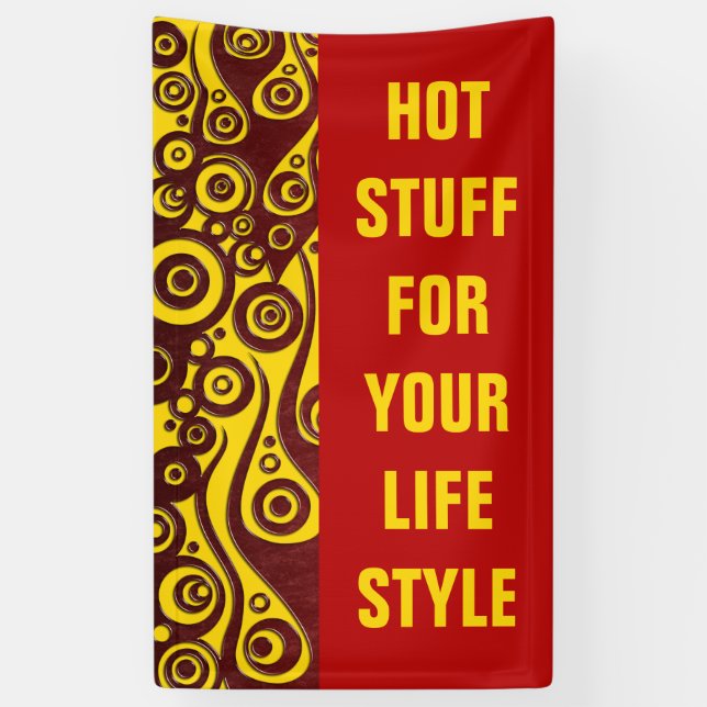 Tattoo flames & circles red + your backg. & idea banner (Vertical)