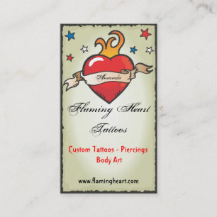Tattoo Flaming Heart  Business Cards
