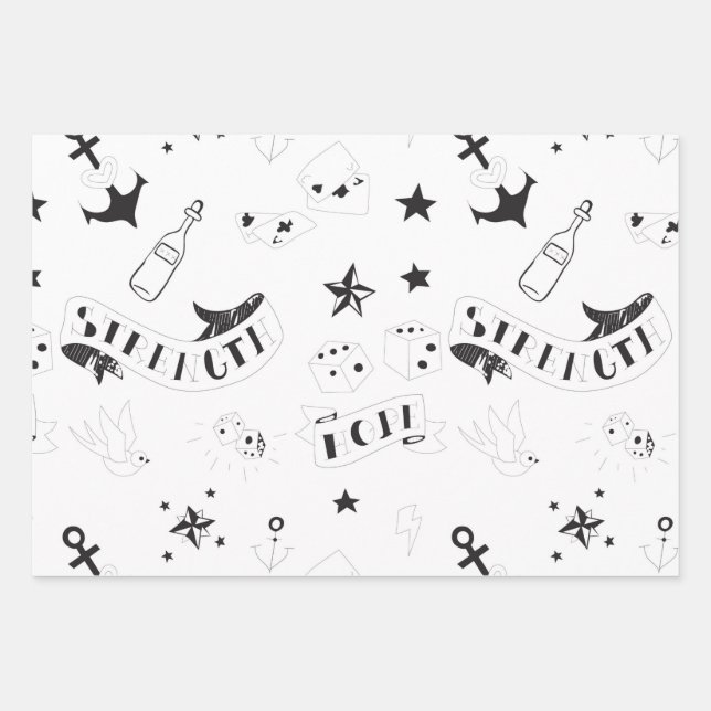 Tattoo Flash Hope Stickers Wrapping Paper Sheet (Front)
