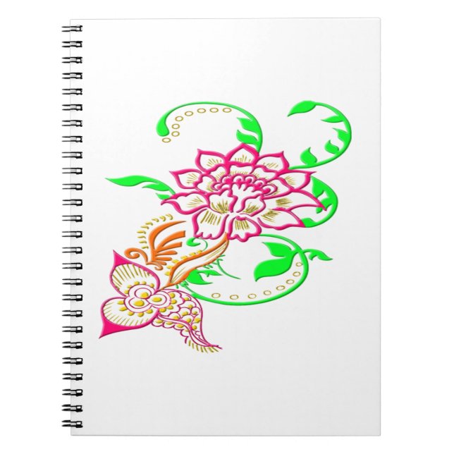 Tattoo Flower Spiral Notebook (Front)