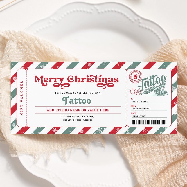 Tattoo Get Inked Gift Christmas Ticket Voucher Invitation (Creator Uploaded)