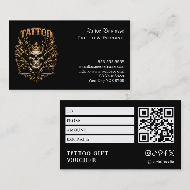 Tattoo Gift Voucher Business Card (Front/Back)