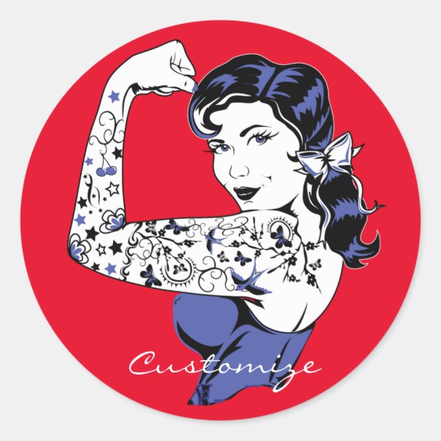 Tattoo Girl Arm Up Thunder_Cove Classic Round Sticker (Front)