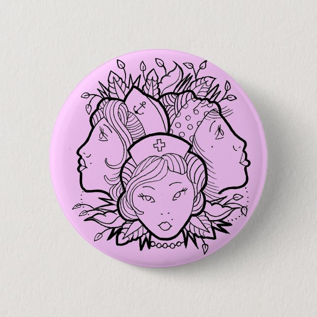 tattoo girls 6 cm round badge (Front)