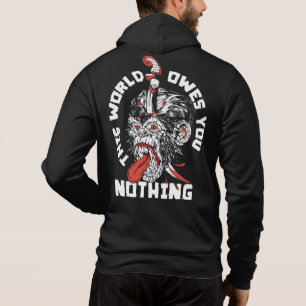 Tattoo gorille the world owes you nothing slogan s hoodie