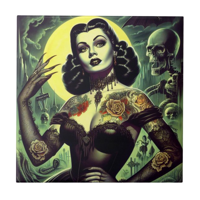 Tattoo Goth Woman Tile (Front)