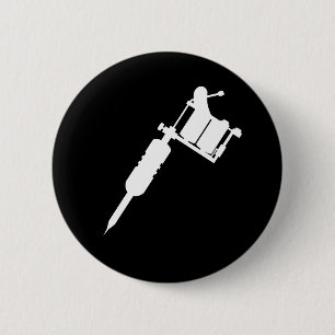 tattoo gun 6 cm round badge