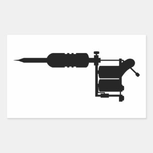 tattoo gun rectangular sticker