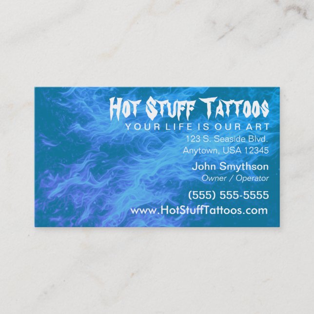 Tattoo Inspired Ghosted Flame Background Business Card (Front)