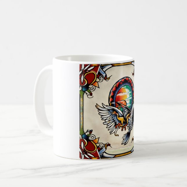  "Tattoo-Inspired Mug with Unique Design" (Front Left)