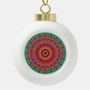 Tattoo Kaleidoscope Fractal Ceramic Ball Christmas Ornament