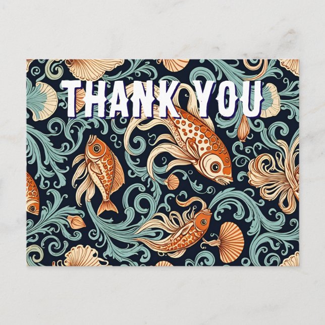 Tattoo Koi Fish Thank You Postcard (Front)