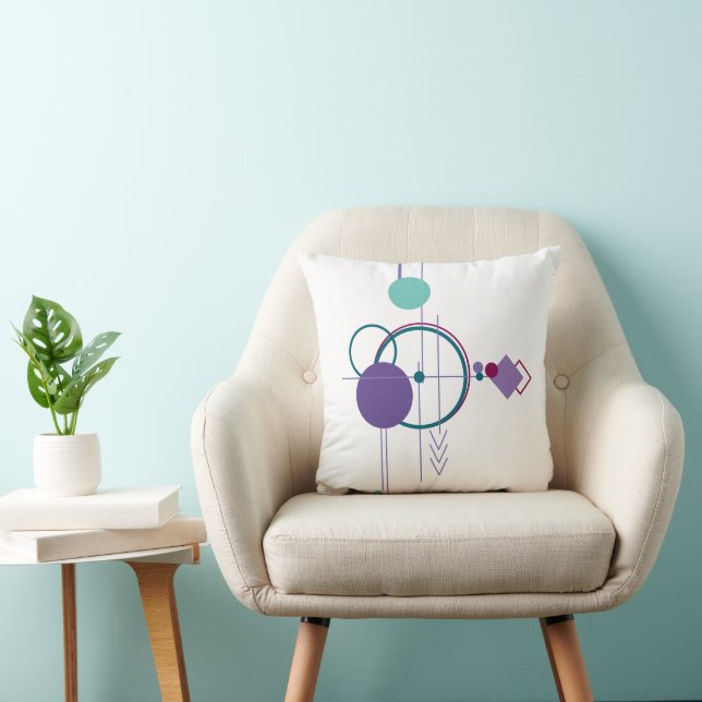 Tattoo Line Art | Modern Boho Purple Blue Green Cushion (Chair)