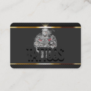 Tattoo Logo Drawing Grey, Bkack, Gold Business Card