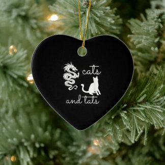 Tattoo Lover Gifts Cats And Tats Dragon Kitten Ceramic Tree Decoration