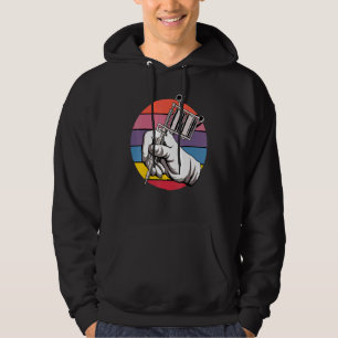 Tattoo Machine Retro Artist Tattooist Tattooed Pig Hoodie
