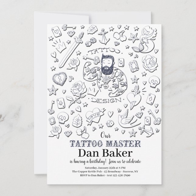 Tattoo Master Birthday Invitation (Front)