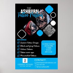 Tattoo Parlour Poster - Custom Black blue