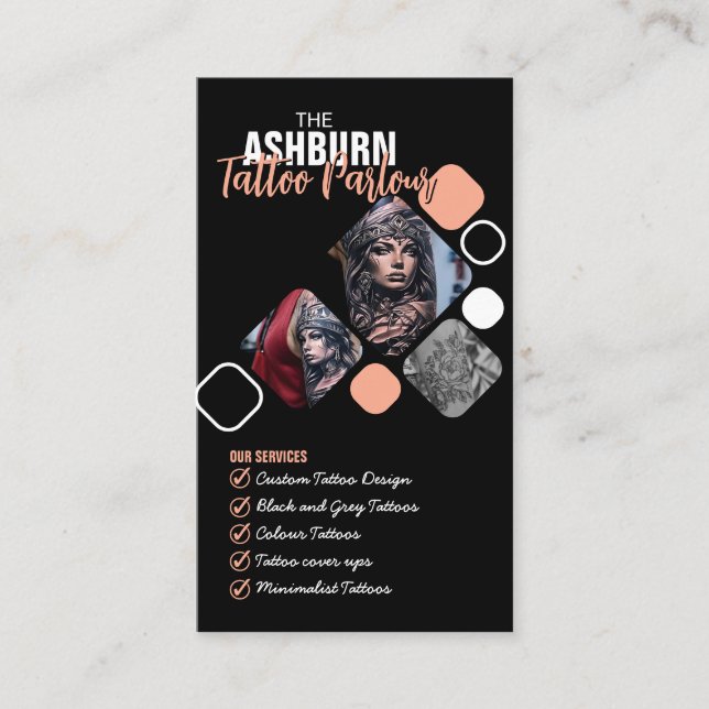 Tattoo Parlour Poster - Custom Black blush Business Card (Front)