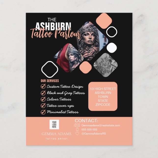 Tattoo Parlour Poster - Custom Black blush Flyer (Front)