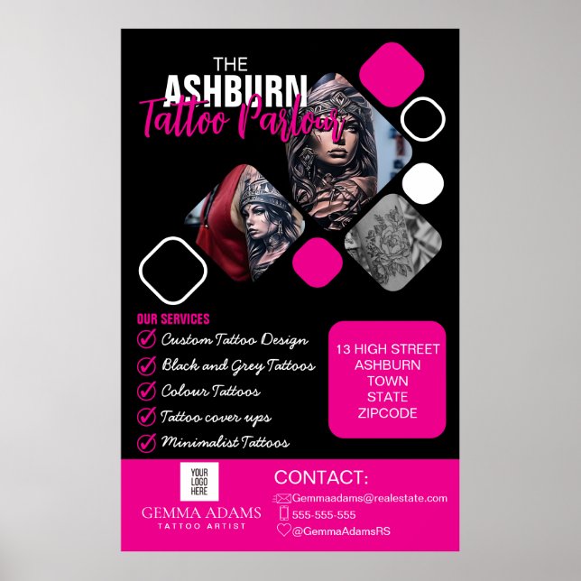 Tattoo Parlour Poster - Custom Black pink (Front)