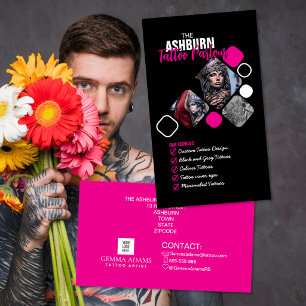 Tattoo Parlour Poster - Custom Black pink Business Card