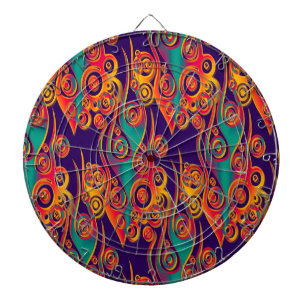 Tattoo Pattern Art - flames & circles Dartboard