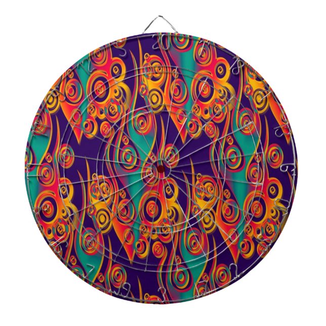 Tattoo Pattern Art - flames & circles Dartboard (Front)