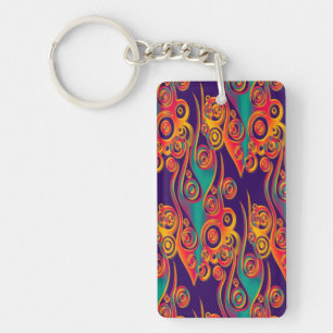 Tattoo Pattern Art - flames & circles Key Ring
