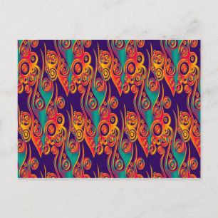 Tattoo Pattern Art - flames & circles Postcard