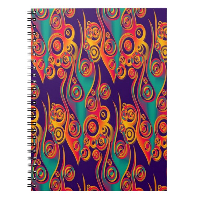 Tattoo Pattern Art - flames & circles Spiral Notebook (Front)