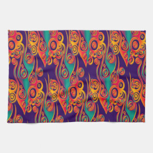 Tattoo Pattern Art - flames & circles Tea Towel