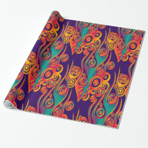 Tattoo Pattern Art - flames & circles Wrapping Paper