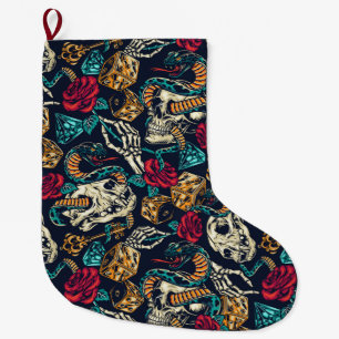 Tattoo Pattern Large Christmas Stocking