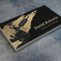 Tattoo & Piercing Tattoo Gun & Gold Brushstroke