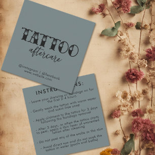 Tattoo Professional Artist Aftercare Instructions Square Business Card