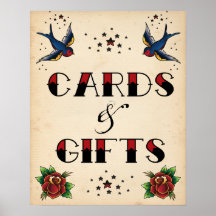 Tattoo Rockabilly Vintage Cards and Gifts Sign