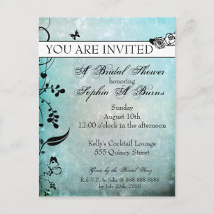 Tattoo Rose and Fluers Bridal Shower Invitation Postcard