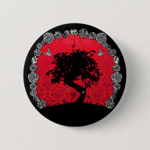 Tattoo Rose Bonsai Tree of Love Swallow 6 Cm Round Badge