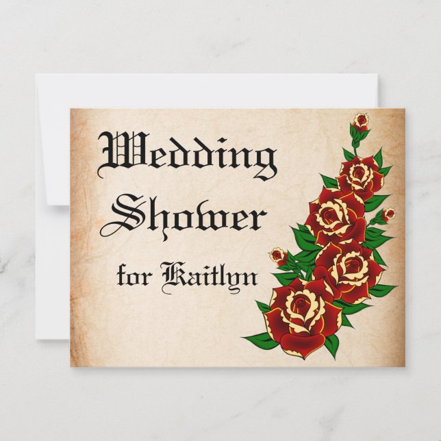 Tattoo Rose Bridal Shower Invitation (Front)