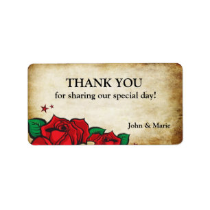 Tattoo Rose Thank You Wedding Label