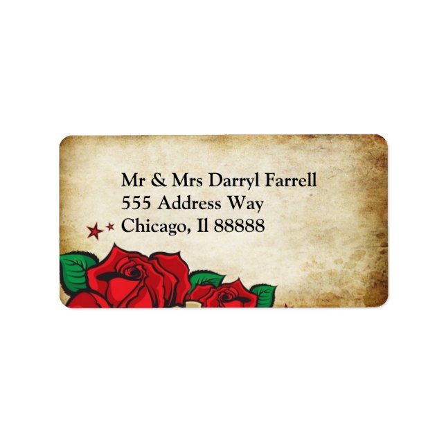 Tattoo Rose Wedding Label (Front)