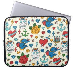 Tattoo seamless pattern.  laptop sleeve