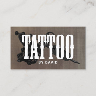 Tattoo Shop Tattoo Gun Gothic Typography Vintage Business Card