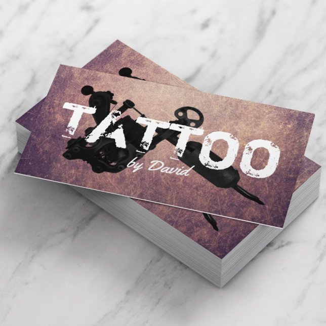 Tattoo Shop Tattoo Gun Professional Typography Business Card (Creator Uploaded)