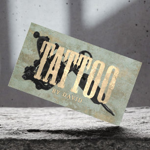 Tattoo Shop Tattoo Gun Vintage Gold & Bronze Business Card