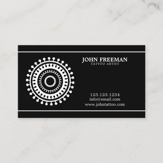 Tattoo Shop Unique Black Grunge Tattoo Artist Business Card (Front)
