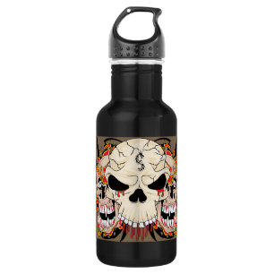 Tattoo Skull Eight Ball Flame 32. oz. 532 Ml Water Bottle